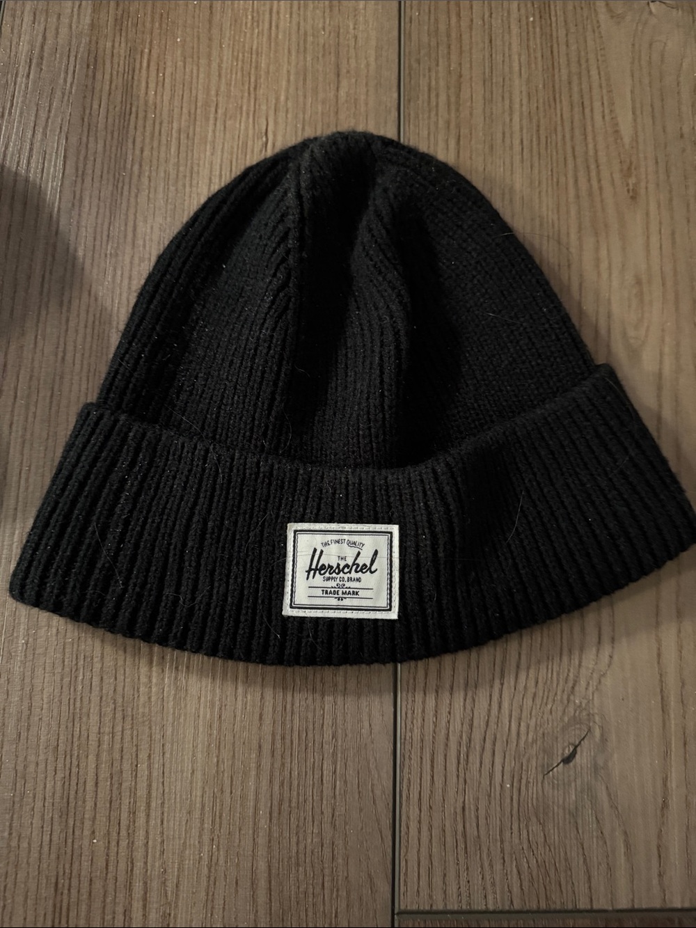 *Herschel Black Ribbed Beanie